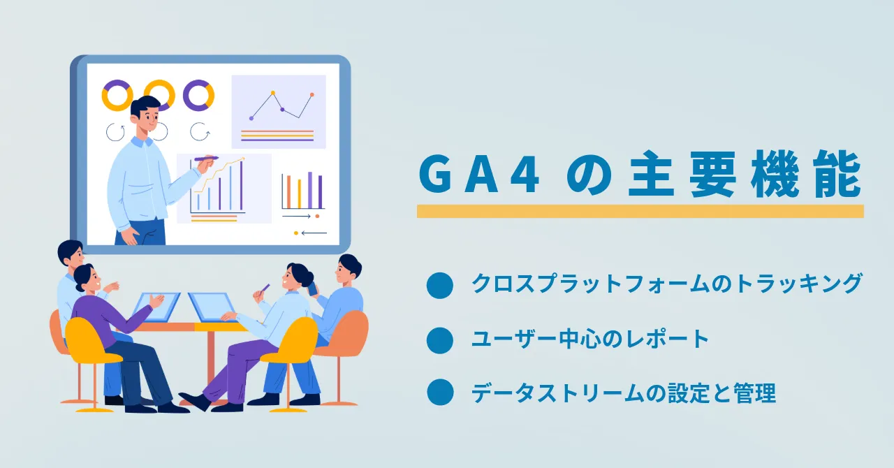 レポート画面 GA4設定 トラッキング Google Analytics 4の使い方 主要機能